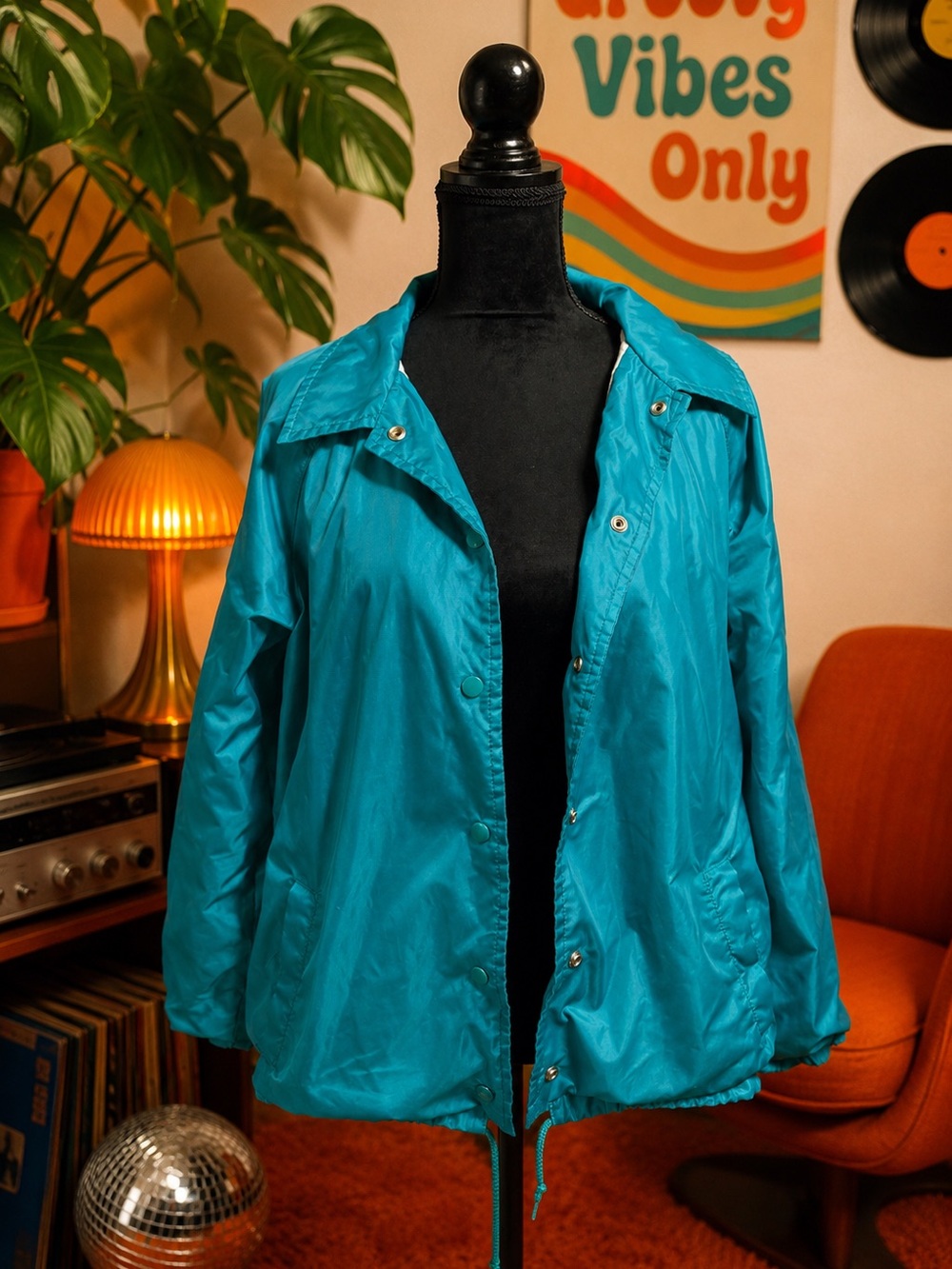 Vintage Current Seen Teal Windbreaker Jacket Made In Russia Size Large